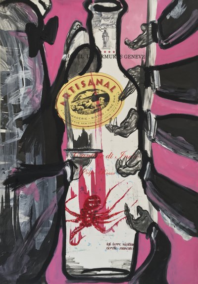The Pink Slip, 2016 (técnica mixta sobre papel de acuarela montado en panel con receta en el reverso). de Jay Batlle
