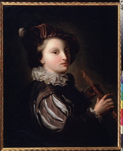 ""La página joven con un Mirliton"" (Página con una pipa de caña) Pintura de Jean Alexis Grimou (1678-1733) Siglo XVIII. Rococó. Óleo sobre tela. Museo Pushkin Moscú de Jean Alexis Grimou