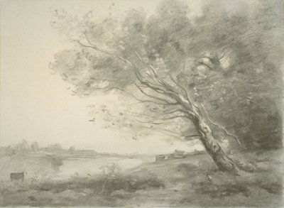 Árbol torcido junto al agua de Jean-Baptiste-Camille Corot