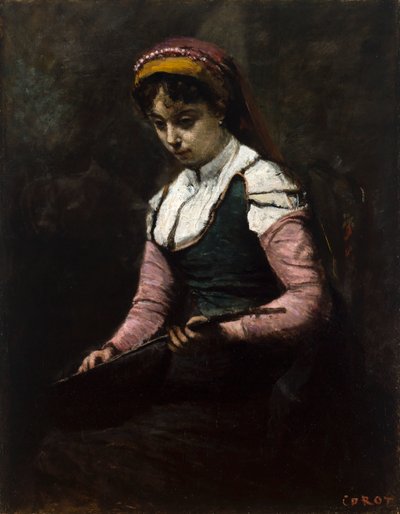 niña con mandolina de Jean-Baptiste-Camille Corot