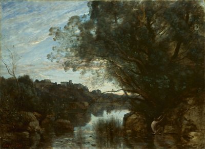 Recuerdo de los Alrededores del Lago Nemi de Jean-Baptiste-Camille Corot