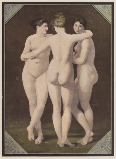 Las tres gracias (litografia en color) de Jean Baptiste (after) Regnault