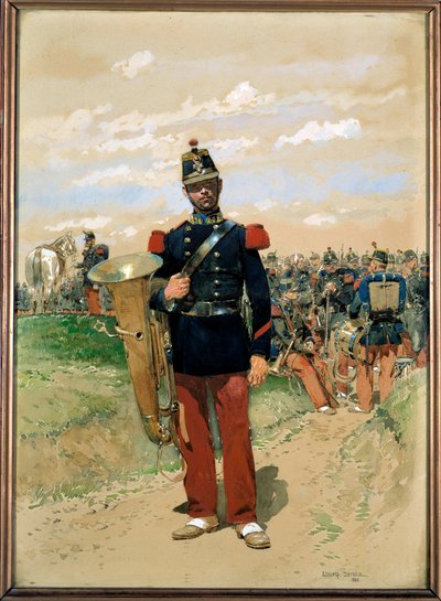 Música de línea: un soldado miembro de la orquesta militar en 1855 de Jean Baptiste Edouard Detaille