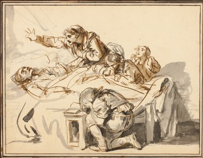 Mujeres y niños llorando a un hombre muerto de Jean-Baptiste Greuze