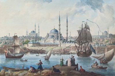 Yeni Camii y el puerto de Estambul de Jean Baptiste Hilair