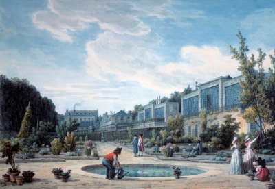 Vista del Jardín del Rey (actual jardín de plantas). Litografía de Jean Baptiste Hilaire (1753-1822) 1794 París, B.N. de Jean Baptiste Hilaire