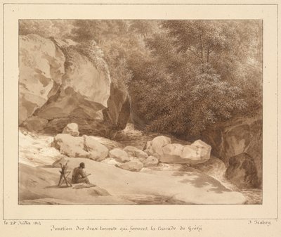 Confluencia de los dos torrentes que forman la cascada de Grésy de Jean-Baptiste Isabey