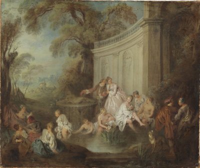 Una compañía bañándose en un parque de Jean Baptiste Joseph Pater
