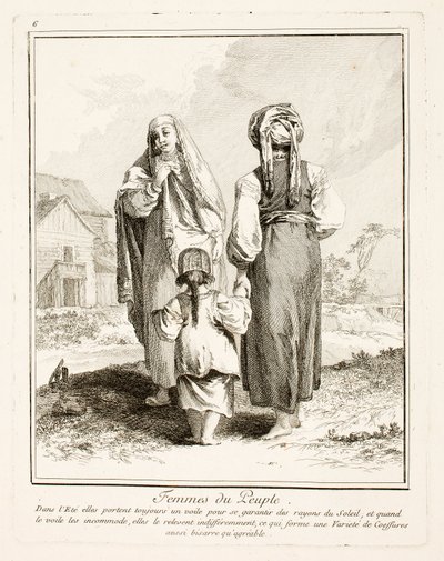 Mujeres del pueblo, lámina seis de Divers Habillements des Peuples du Nord de Jean-Baptiste Le Prince