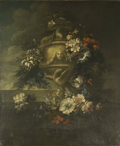 Flores en un jarrón esculpido de Jean Baptiste Monnoyer