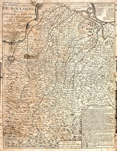 Mapa del Condado de Boulogne (Francia) de Jean Baptiste Nolin