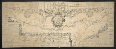 Mapa del Canal de Languedoc, que conecta el océano Atlántico con el mar Mediterráneo, dedicado y presentado a M.GRS Estates of Languedoc de Jean Baptiste Nolin