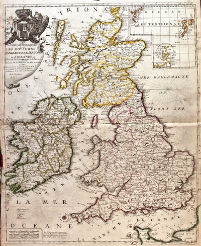 Mapa de los reinos de Inglaterra, Escocia e Irlanda (Gran Bretaña) de Jean Baptiste Nolin