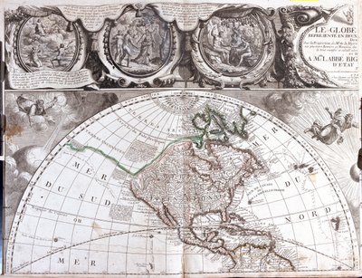 Mapa del hemisferio norte de Jean Baptiste Nolin