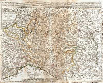 Suiza (Cantón: Tesino), Italia (Región: Valle de Aosta, Piamonte, Lombardía, Trentino-Alto Adigio, Véneto, Friul-Venecia Julia, Emilia-Romaña, Toscana, Liguria) de Jean Baptiste Nolin