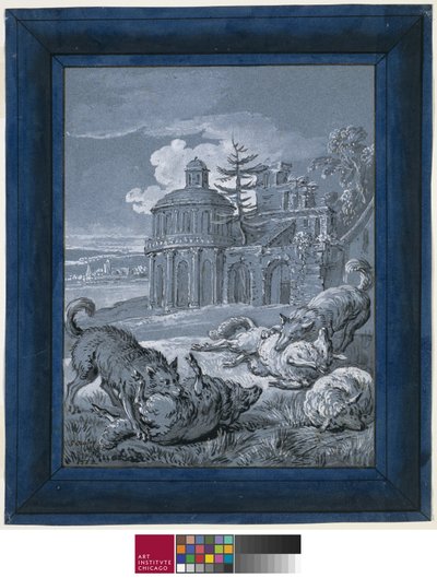 Lobos atacando ovejas (Rein de Trop II) 1732 de Jean Baptiste Oudry