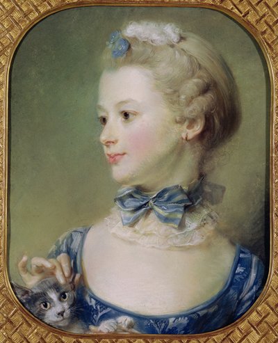 Niña con un gato de Jean Baptiste Perronneau