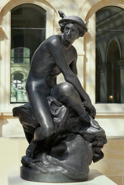 Mercurio calzando sus sandalias aladas, París de Jean-Baptiste Pigalle