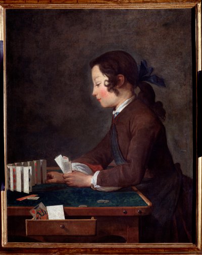 Un joven jugando a las cartas de Jean Baptiste Simeon Chardin