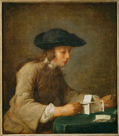 Le chateau de cartes - un castillo de naipes ... de Jean-Baptiste Simeon Chardin