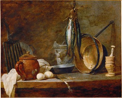 Menú magro y utensilios de cocina ... de Jean-Baptiste Simeon Chardin
