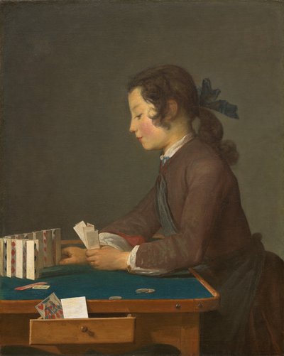 La casa de los naipes, c.1737 (óleo sobre lienzo) de Jean Baptiste Simeon Chardin