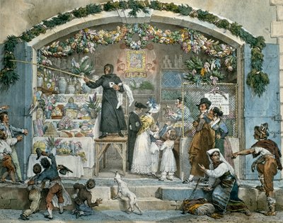 Befana en Roma, grabado de Jean-Baptiste Thomas (1791-1834), de Jean Baptiste Thomas