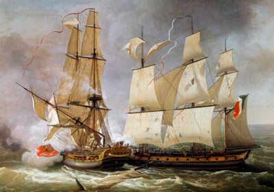 Batalla naval entre la corbeta francesa “La Bayonnaise” y la fragata inglesa “L