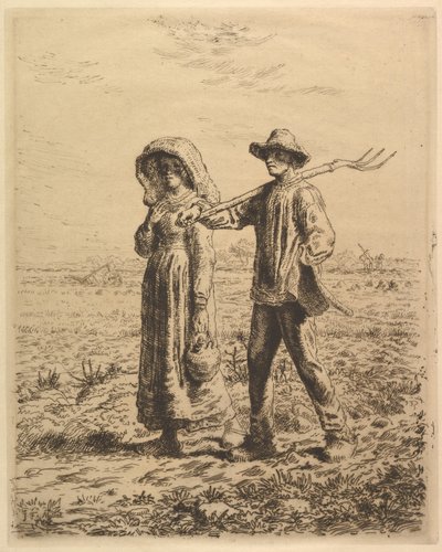 Campesinos camino al trabajo de Jean-Francois Millet