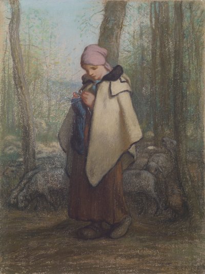 La pastora tejedora de Jean-Francois Millet