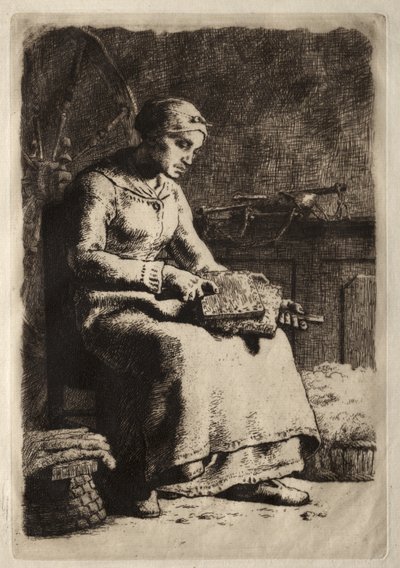 Mujer Cardando Lana de Jean-Francois Millet