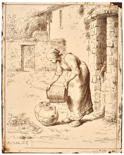 Mujer vaciando un cubo de Jean-Francois Millet