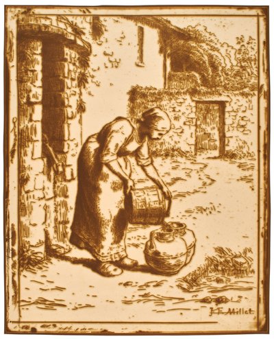 Mujer vaciando un cubo de Jean-Francois Millet