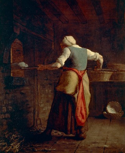 Mujer horneando pan (Femme cuisant the pain), de Jean-Francois Millet (1814-1875), 55x46 cm. de Jean Francois Millet