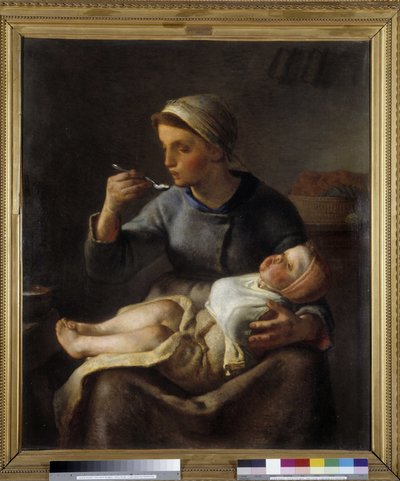 Mujer alimentando a su hijo (Le porridge) de Jean Francois Millet