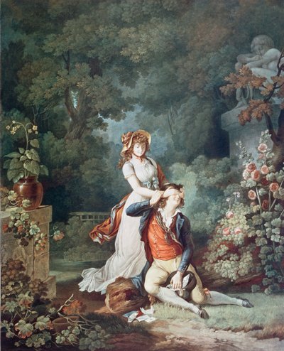 El amante sorprendido, grabado por Charles Melchior Descourtis (1753-1820) (grabado en color) de Jean Frederic (after) Schall