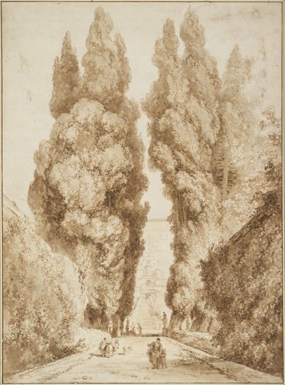 Avenida de cipreses en la Villa d