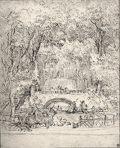 Cascada en un jardín de Jean Honore Fragonard