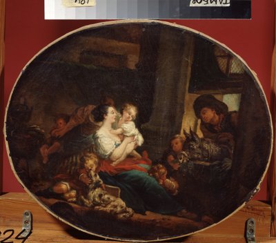 ""La familia feliz o la fertilidad feliz"" (Familia feliz) Pintura de Jean Honore Fragonard (1732-1806) 1773-1776 Galería de arte regional, Tambov Rusia de Jean Honore Fragonard