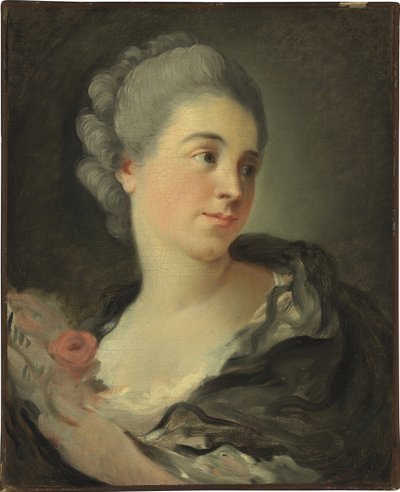 Retrato de Marie Therese Colombe - Pintura de Jean Honore Fragonard (1732-1806), óleo sobre lienzo, 49x40 cm - (Retrato de Marie-Therese Colombe, Óleo sobre lienzo de Jean-Honore Fragonard) - Colección privada de Jean Honore Fragonard