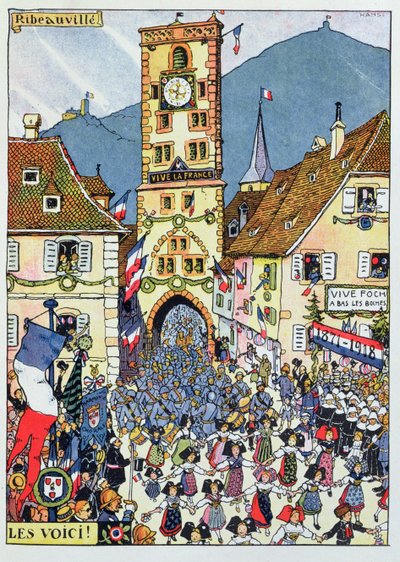Entrada de las tropas francesas en Ribeauville, Alsacia de Jean Jacques Waltz
