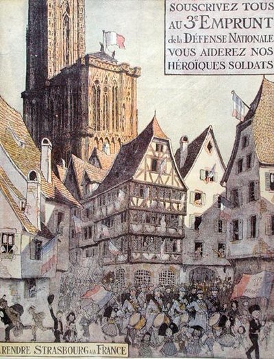Cartel publicitario del Tercer Préstamo de Defensa Nacional, emitido en ayuda de Alsacia, Primera Guerra Mundial de Jean Jacques Waltz
