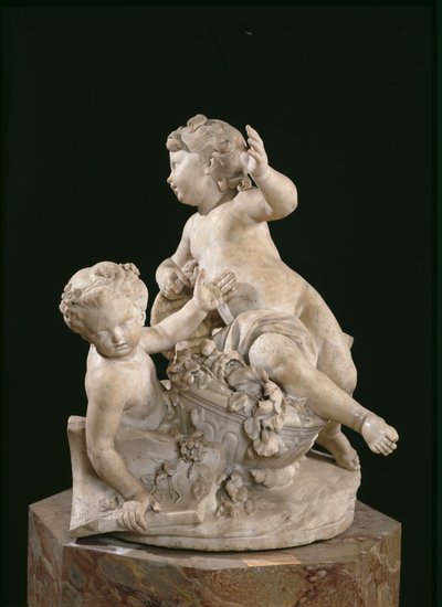 Dos niños peleando por un ramo de Jean Joseph and Gillet Nicolas Vinache