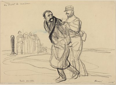 En el frente de Vincennes. Bolo pacha, c.1914-1919 (carboncillo sobre papel) de Jean-Louis & Caran D