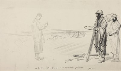 En el frente de Champagne - Las últimas oraciones, c.1914-1919 (tinta negra sobre papel) de Jean-Louis & Caran D