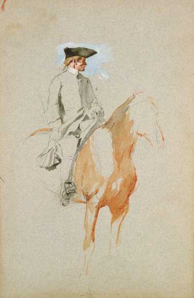 Jinete con sombrero tricornio (acuarela, pluma y tinta) de Jean Louis Ernest Meissonier