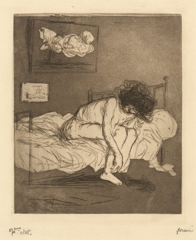 Mujer poniéndose las medias (Woman Putting On Her Stockings) de Jean-Louis Forain