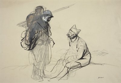 Poilu y Tommy charlando de Jean-Louis Forain