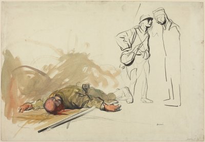 a) Soldado alemán muerto (anverso); b) Cabeza de un soldado (reverso) de Jean-Louis Forain
