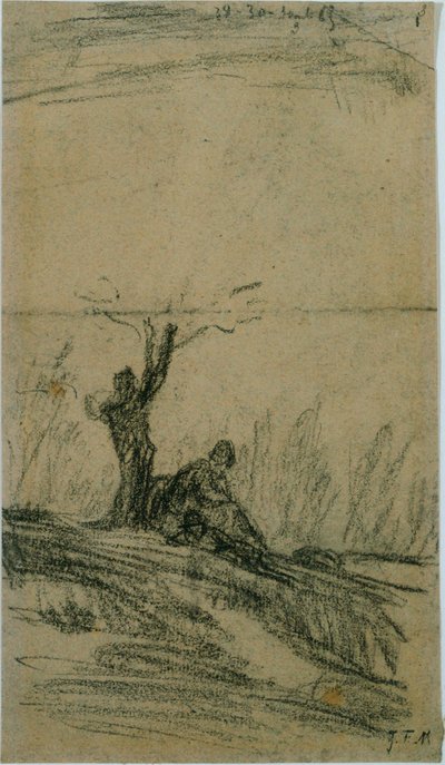Figura sentada bajo un árbol de Jean Francois Millet